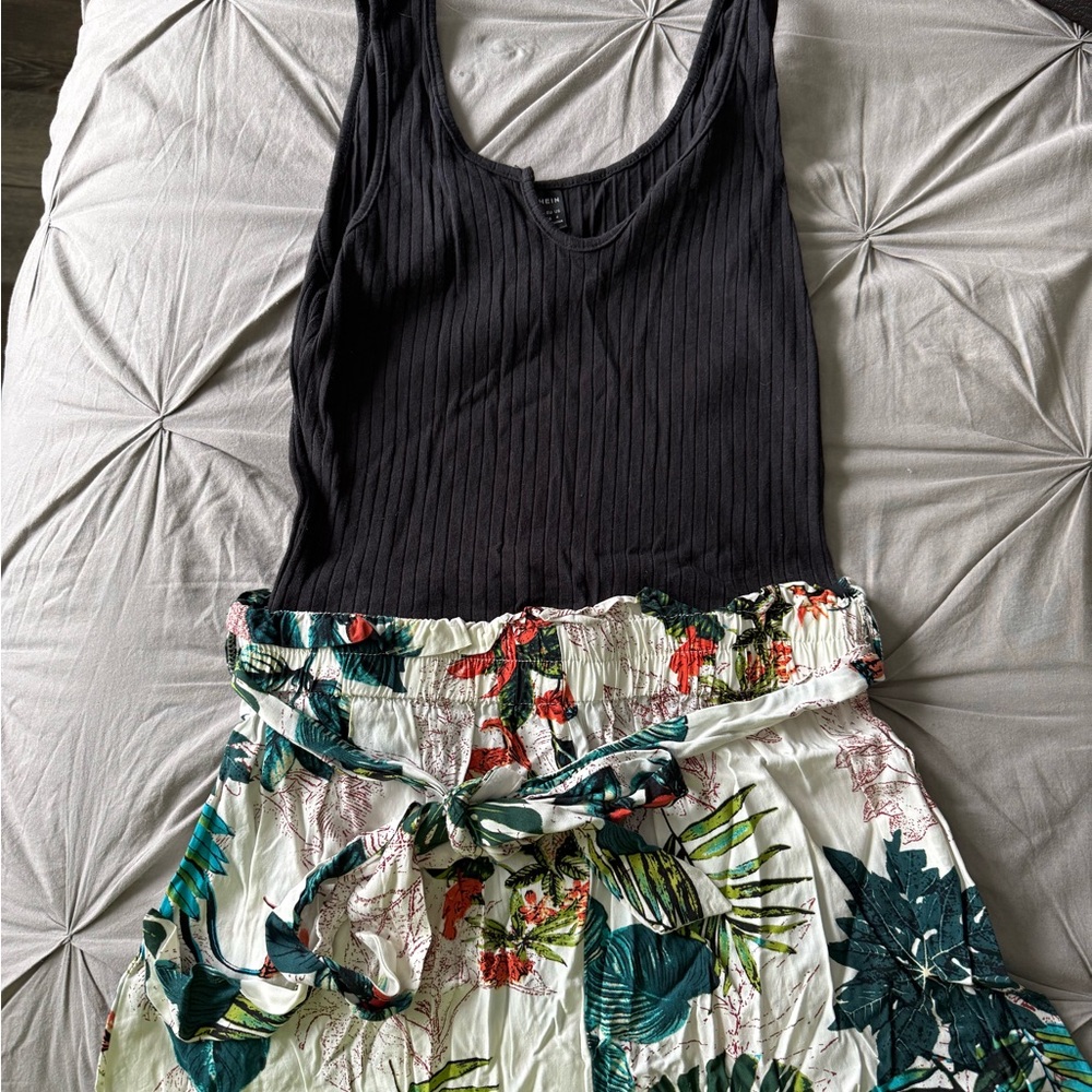 SHEIN Black and Floral Jumpsuit